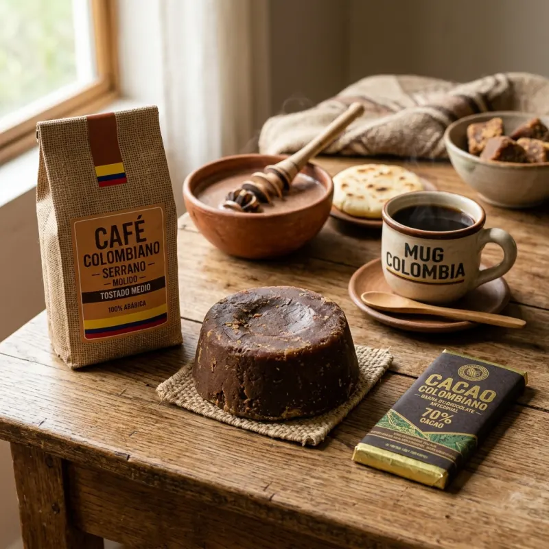 Café colombiano y panela artesanal